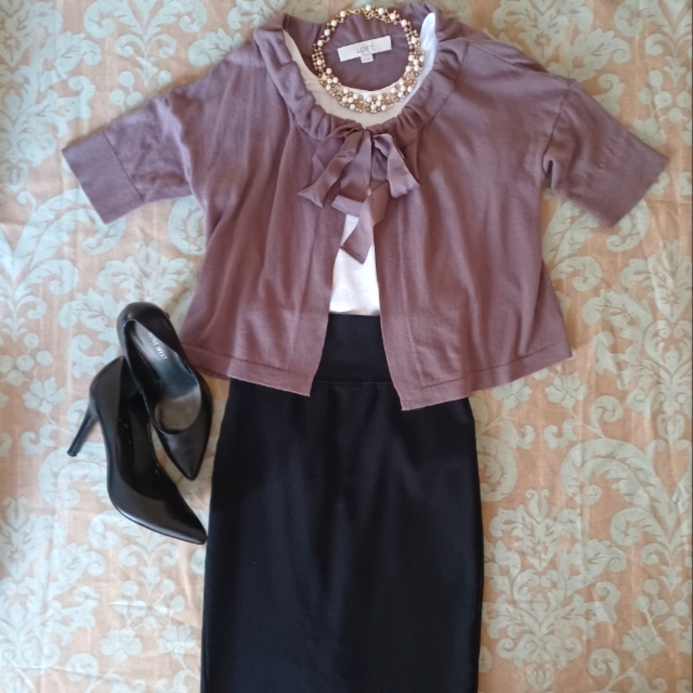 LOFT bow cardigan